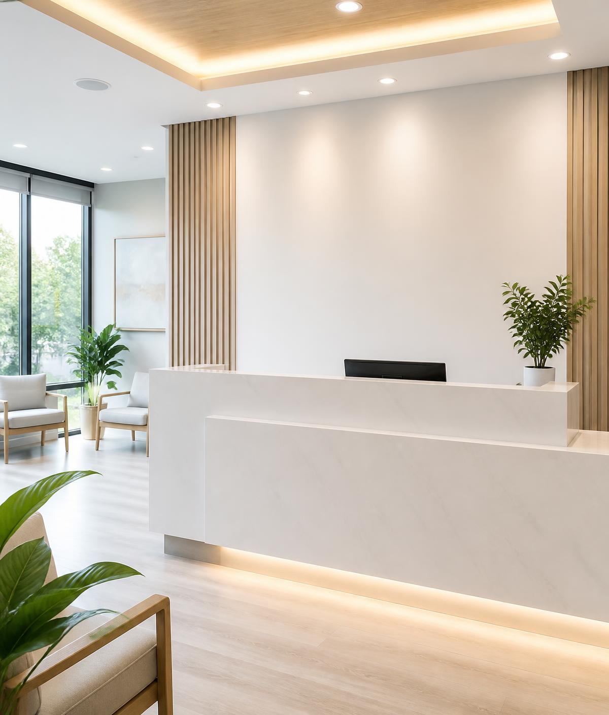 Reception area inside Jane Park Dental in York, Ontario